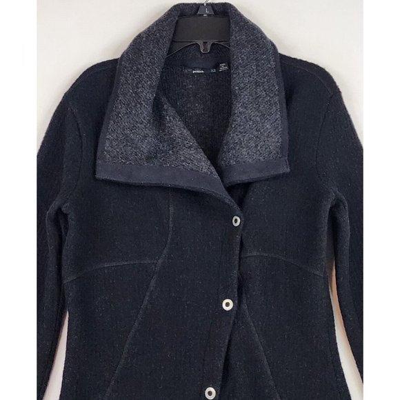 Prana Jacket Womens XSmall Black Charcoal Milana Textured Knit Wool Blend Coat - Picture 8 of 13